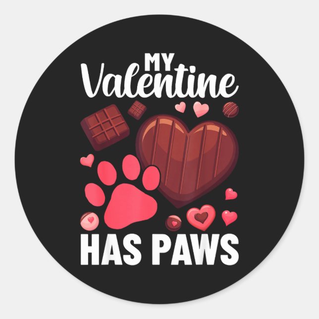 Pegatina Redonda Funny Dog Owner Valentines Day Heart Women Girls  (Anverso)