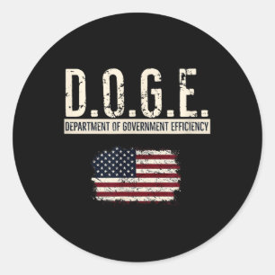 Pegatina Redonda Funny Doge Departamento De Eficiencia Gubernamenta