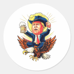 Pegatina Redonda Funny Donald Trump 2024 retrotrae a Estados Unidos