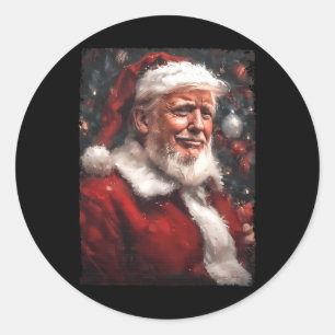 Pegatina Redonda Funny Donald Trump Navidades de Santa Claus H de p