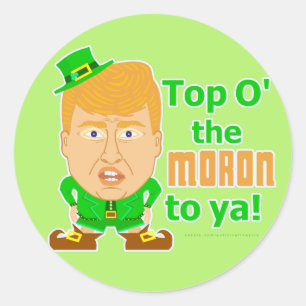Pegatina Redonda Funny Donald Trump St Patricks Day Leprechaun