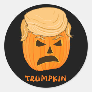 Pegatina Redonda Funny Donald Trumpkin Calabaza Jack-o-lantern