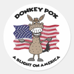 Pegatina Redonda Funny Donkey Pox Anti Joe Biden Personalizado