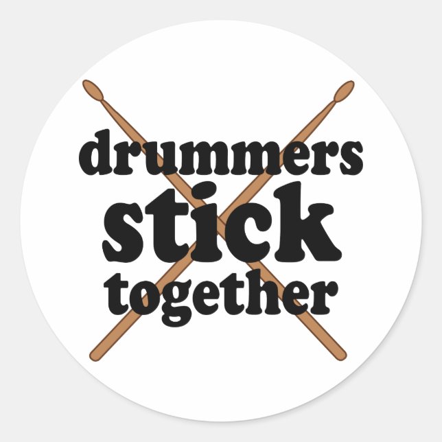 Pegatina Redonda Funny Drummer (Anverso)