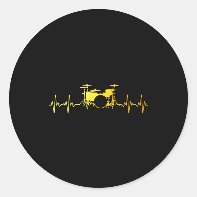 Pegatina Redonda Funny Drummer Art For Men Women Kids Drumming Love (Anverso)