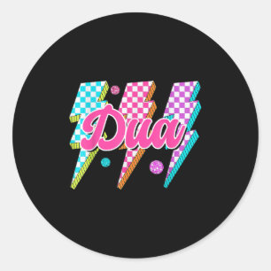 Pegatina Redonda Funny Dua Lightning Bolt verificado me encanta Dua