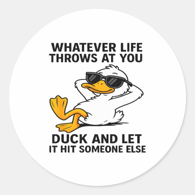 Pegatina Redonda Funny Duck Graphic Men Women Funny Quote  (Anverso)