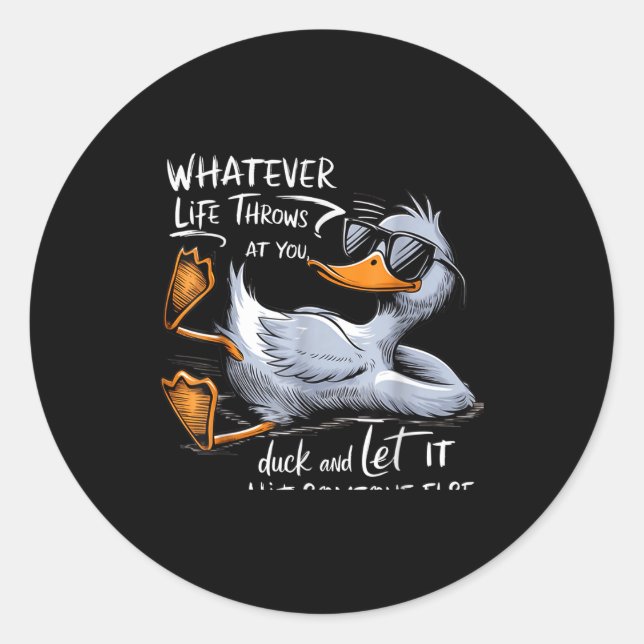 Pegatina Redonda Funny Duck Graphic Tee Men Women Funny Quote  (Anverso)