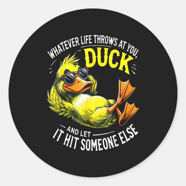 Pegatina Redonda Funny Duck Graphic Tees Men Women Funny Quote  (Anverso)