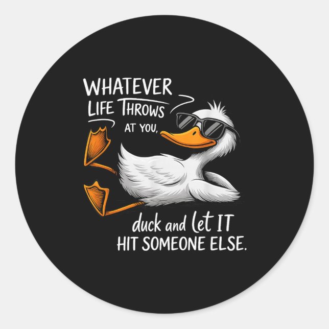 Pegatina Redonda Funny Duck Shirt Funny Quote Graphic Tees For Men  (Anverso)