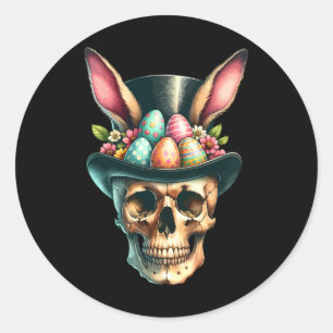 Pegatina Redonda Funny Easter Bunny Skull Egg Hung Día de Pascua