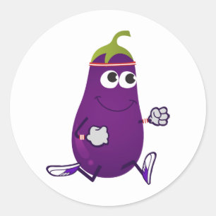 Pegatina Redonda Funny Eggplant Runner