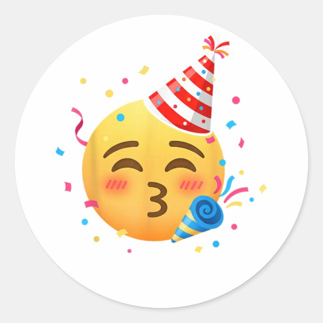 Pegatina Redonda Funny Emoticon Party (Anverso)