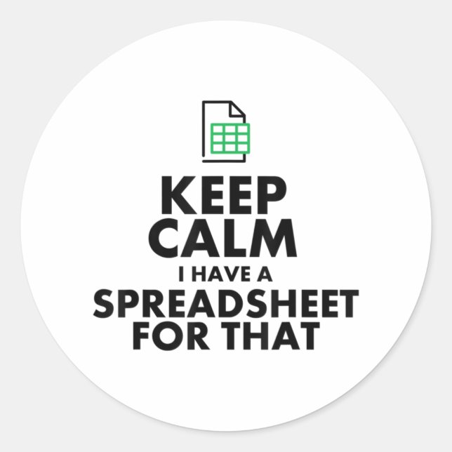 Pegatina Redonda Funny Excel Spreadsheets Lover Gift (Anverso)