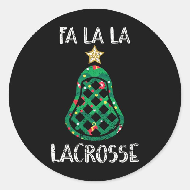 Pegatina Redonda Funny Fa La Lacrosse Player Lax Navidades (Anverso)