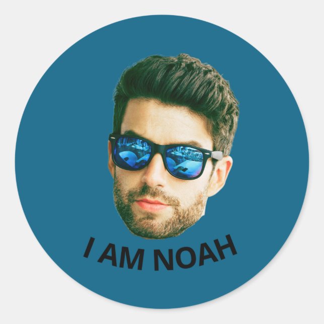 Pegatina Redonda Funny Face Cture Birthday Party Matching  (Anverso)