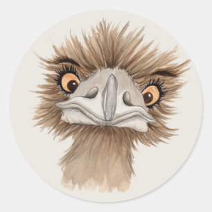 Pegatina Redonda Funny Face Emu Personalizado