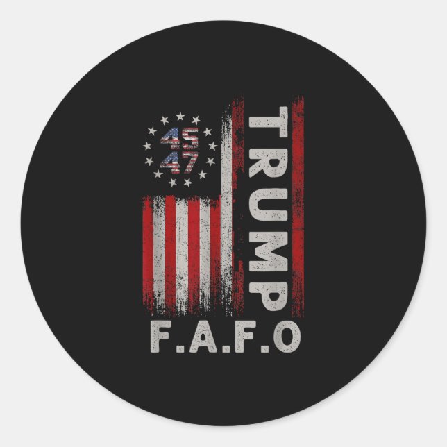 Pegatina Redonda Funny Fafo Trump, presidente de los camisas 47 (Anverso)