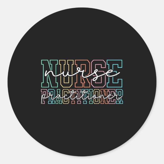 Pegatina Redonda Funny Family Nurse Practitioner Np Nursing Day Nur (Anverso)