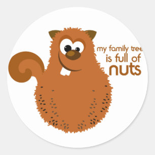Pegatina Redonda Funny Family Tree Squirrel Pegatinas