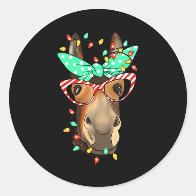 Pegatina Redonda Funny Farmer Women Girls Family Christmas  (Anverso)