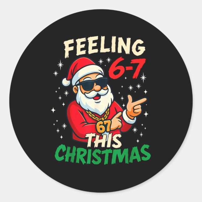 Pegatina Redonda Funny Feeling 67 This Christmas Six Seven Meme Kid (Anverso)