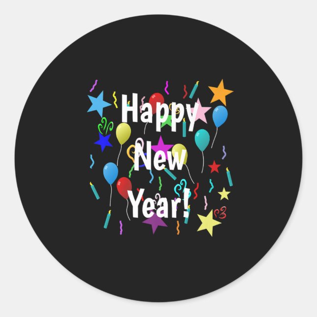 Pegatina Redonda Funny Feliz Año Nuevo Nochevieja 2023 Decoraciones (Anverso)