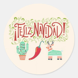 Pegatina Redonda Funny feliz navidad