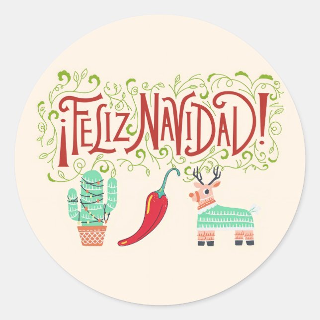 Pegatina Redonda Funny feliz navidad (Anverso)