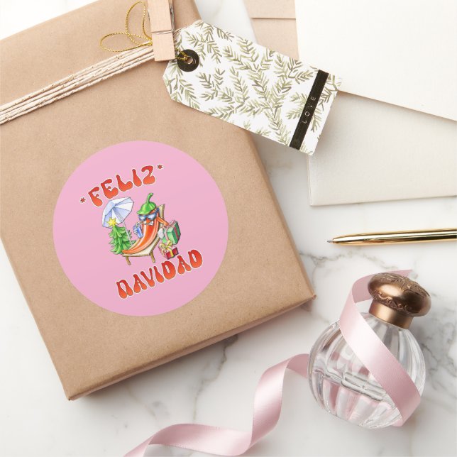 Pegatina Redonda Funny Feliz Navidad Navidad Chili (Regalar)