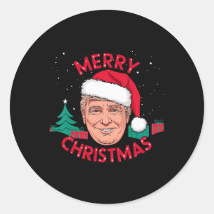 Pegatina Redonda Funny Feliz Navidad Trump Navidades graciosos