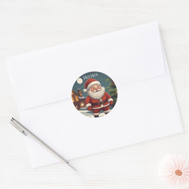 Pegatina Redonda Funny Festive Santa Ho Ho Merry Christmas Sticker (Sobre)