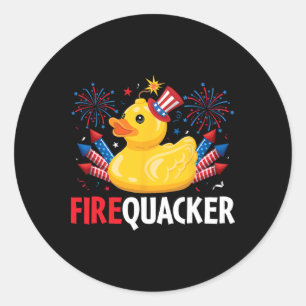 Pegatina Redonda Funny Firecracker Duck 4 De Julio