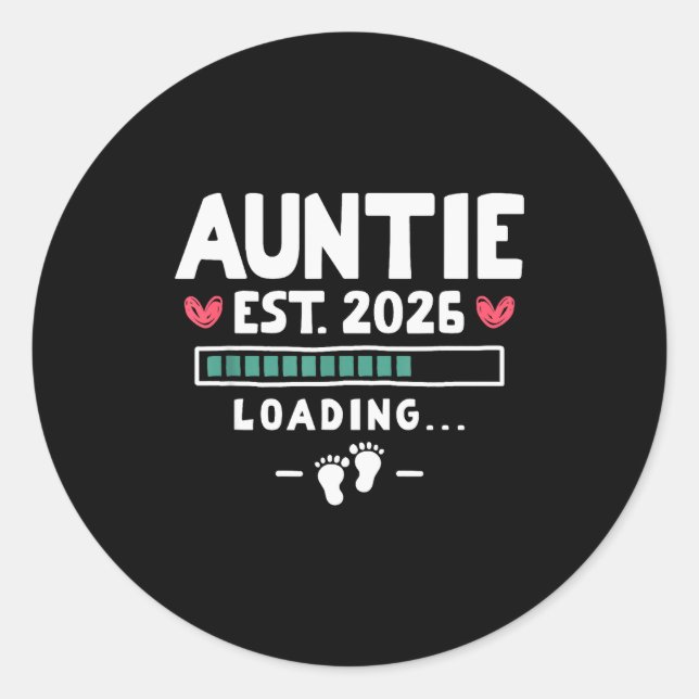 Pegatina Redonda Funny First Time Aunt Baby Announcement - Auntie E (Anverso)