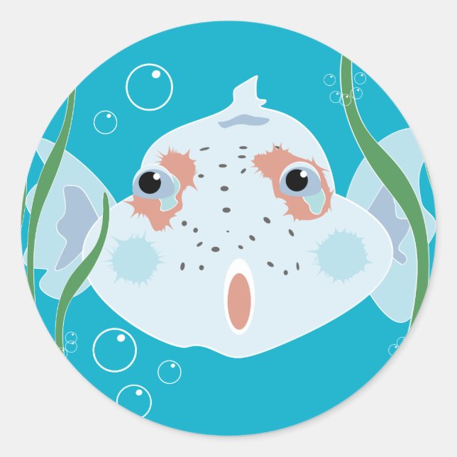 Pegatina Redonda Funny Fish (Anverso)