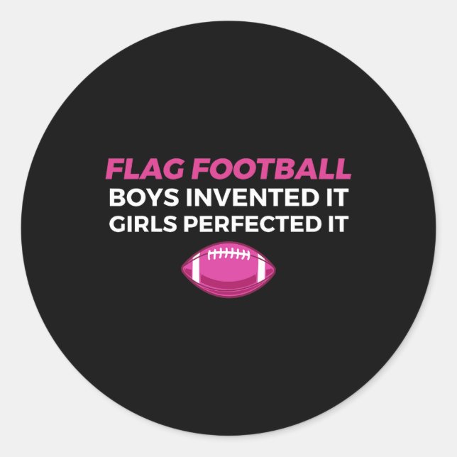Pegatina Redonda Funny Flag Football Chica 1 (Anverso)