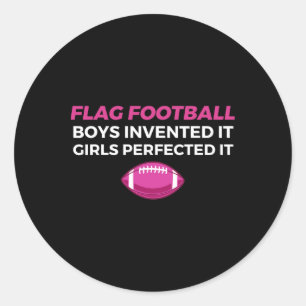Pegatina Redonda Funny Flag Football Chica 1