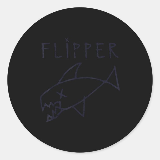 Pegatina Redonda Funny Flipper Fish Die Sarcastic Graphic  (Anverso)
