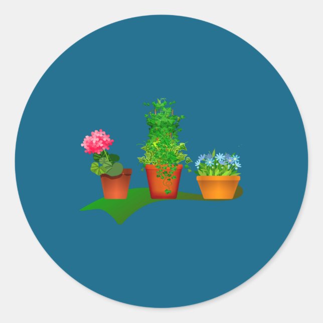 Pegatina Redonda Funny Floral Plant Manager Front And Back Design  (Anverso)