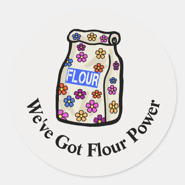 Pegatina Redonda Funny Flour Power Baking Pegatinas (Anverso)