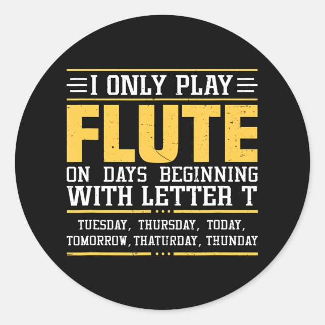 Pegatina Redonda Funny Flute Player Flutist (Anverso)