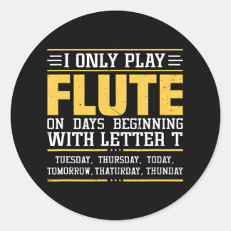 Pegatina Redonda Funny Flute Player Flutist