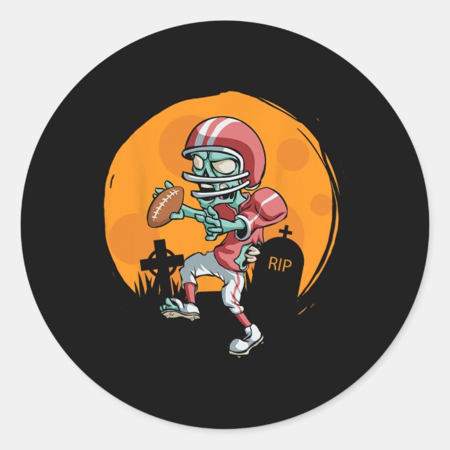 Pegatina Redonda Funny Football Zombie Player Halloween Sp (Anverso)