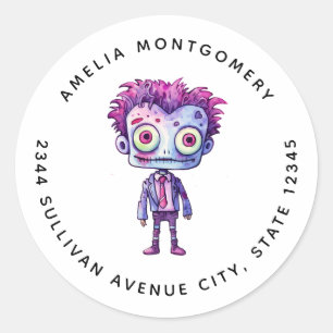 Pegatina Redonda Funny Frankenstein Monster Halloween Diversión - D