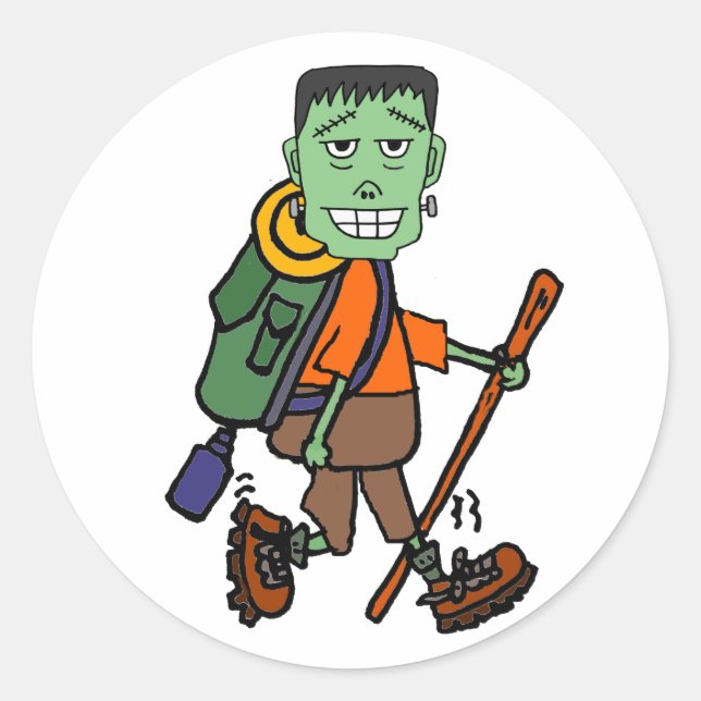 Pegatina Redonda Funny Frankenstein Monster Personalizado de Sender (Anverso)