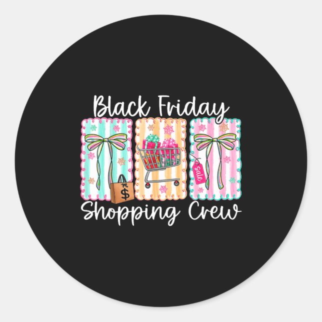 Pegatina Redonda Funny Friday Shopng Crew Christmas Black Shopng Fa (Anverso)