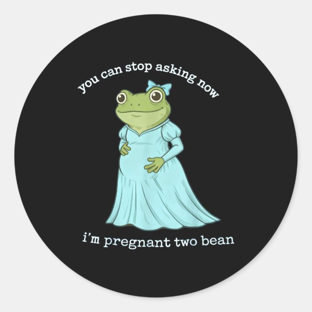 Pegatina Redonda Funny Frog Pregnancy Announcement Medieval Pregnan (Anverso)