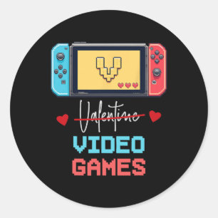 Pegatina Redonda Funny Gamer El día de San Valentín V Es Para Valen
