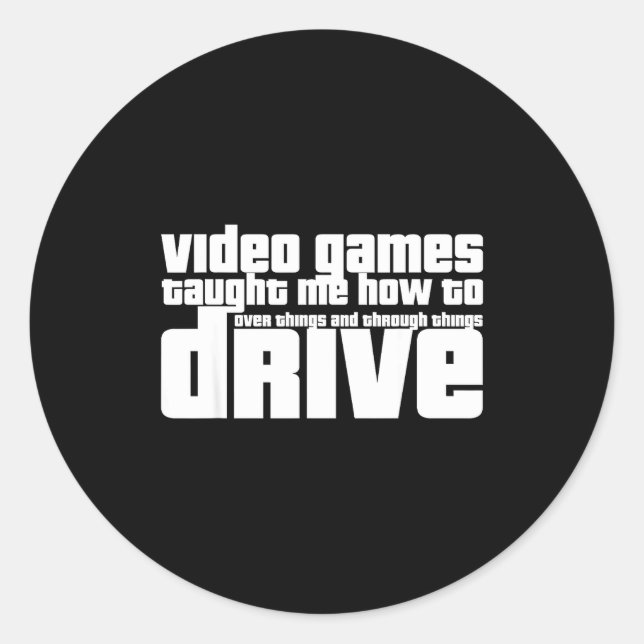 Pegatina Redonda Funny Gaming New Driver Video Game Driving Instruc (Anverso)