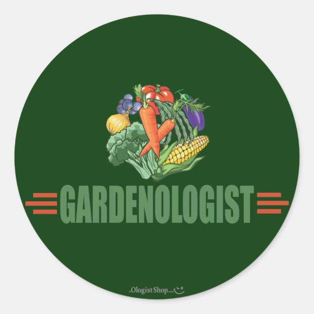 Pegatina Redonda Funny Gardener (Anverso)